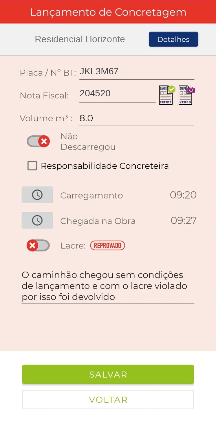 Caminhão não descarregado, com identificação substituída para demonstração